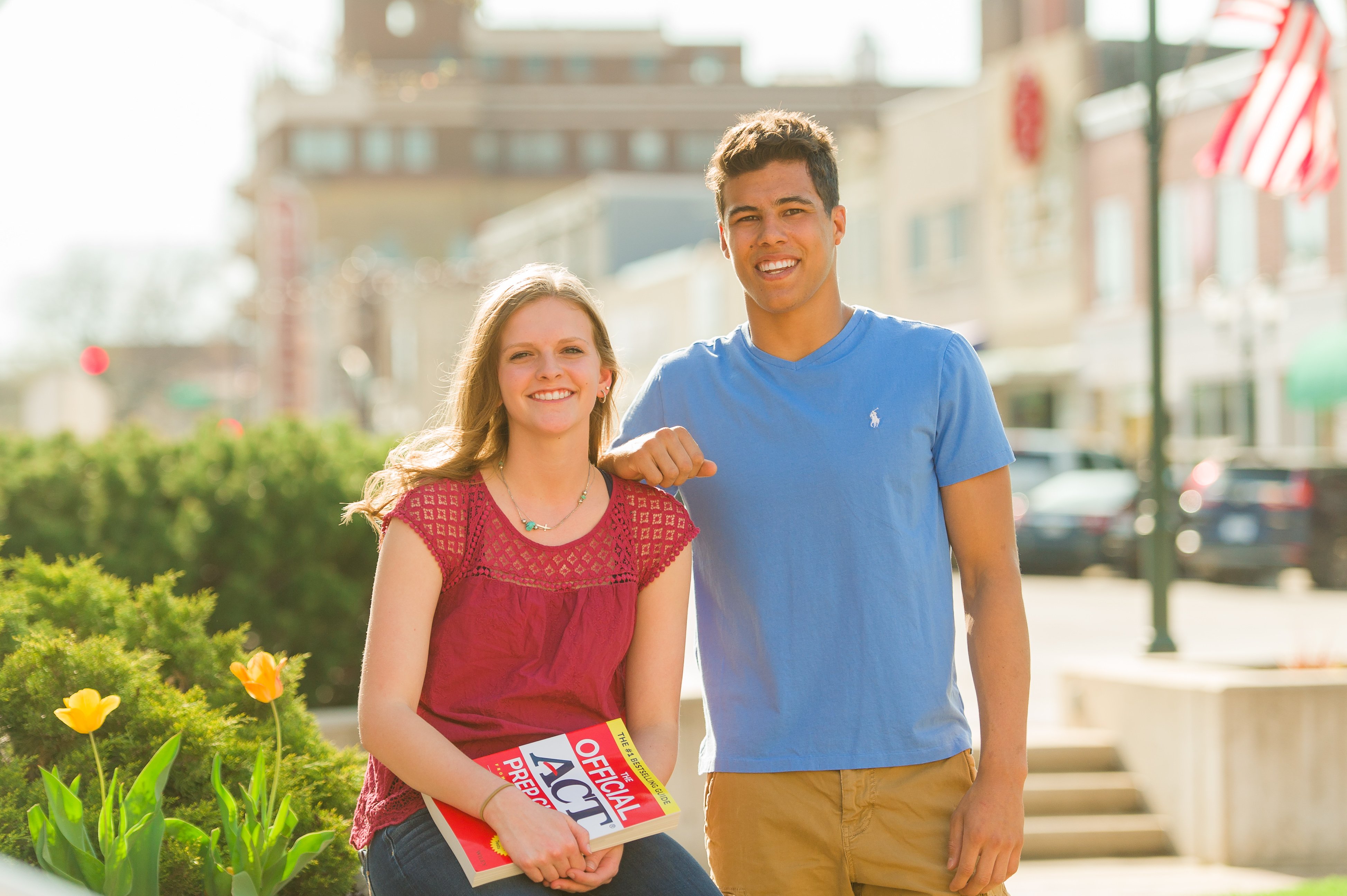 Girl and guy with ACT Book-1